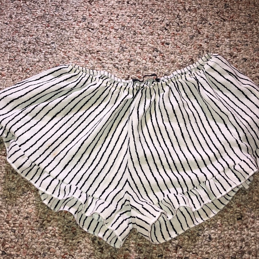 black and white striped shorts